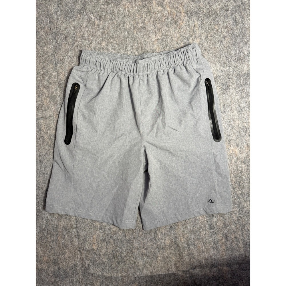 LEG3ND Mens‎ Athletic Gym Training Shorts Grey Size Small Zipper Pockets